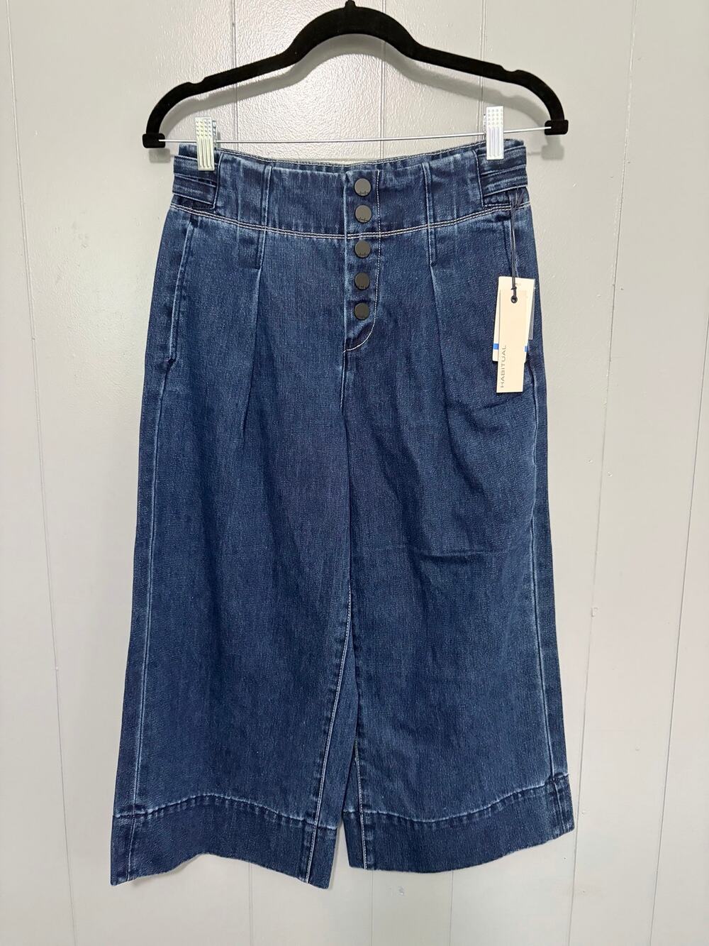 NEW Habitual Cypress Dark Wash Denim High Rise Wide Leg Capri Jeans 25